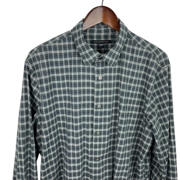 John Varvatos USA | Gray Cream Plaid Long Sleeve Button Down Shirt - Picture 2 of 8